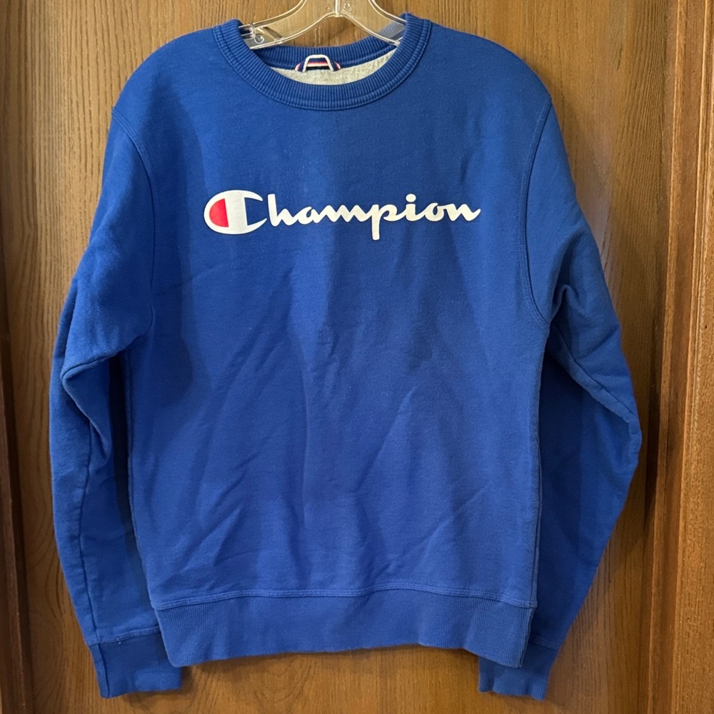 Champion Men's Classic Blue Crewneck Sweater